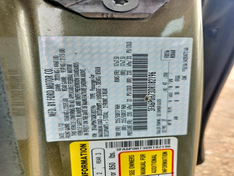 Aukcja sprzedaży 2013 Ford Fusion, vin: 3FA6P0H73DR182196, numer aukcji: 56061466
