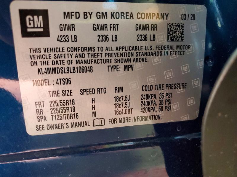 58416146 :رقم المزاد ، KL4MMDSL9LB106048 vin ، 2020 Buick Encore Gx مزاد بيع