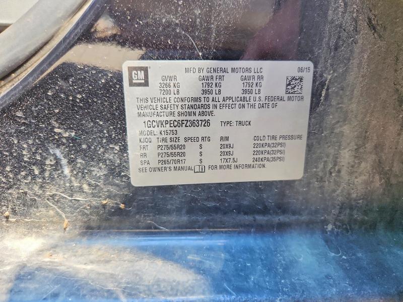 2015 Chevrolet Silverado მანქანა იყიდება აუქციონზე, vin: 1GCVKPEC6FZ363726, აუქციონის ნომერი: 85964405
