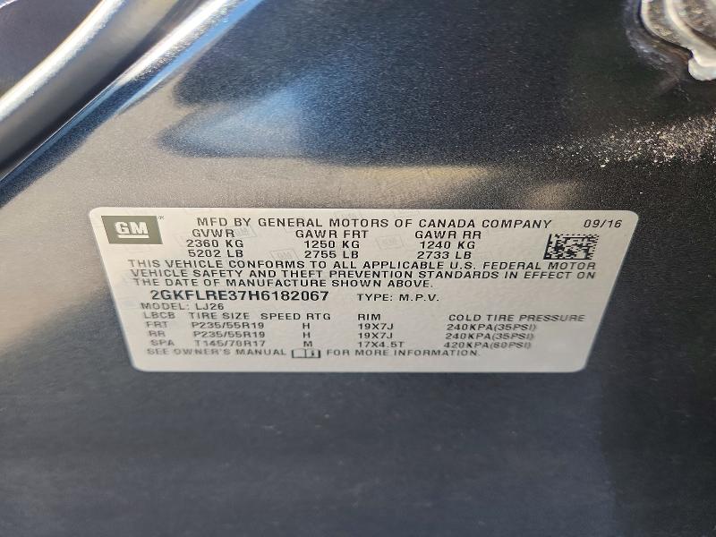 2017 Gmc Terrain მანქანა იყიდება აუქციონზე, vin: 2GKFLRE37H6182067, აუქციონის ნომერი: 57435906