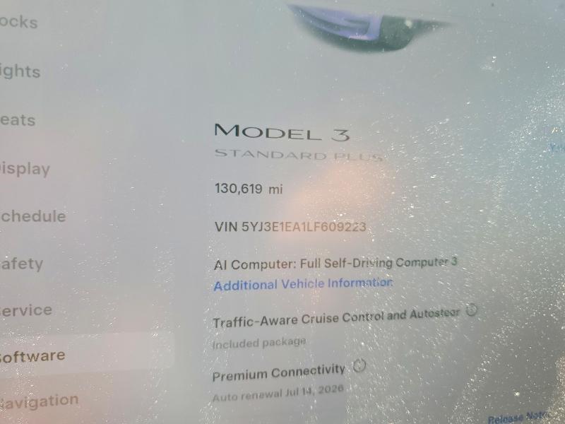 2020 Tesla Model 3 მანქანა იყიდება აუქციონზე, vin: 5YJ3E1EA1LF609223, აუქციონის ნომერი: 54884006