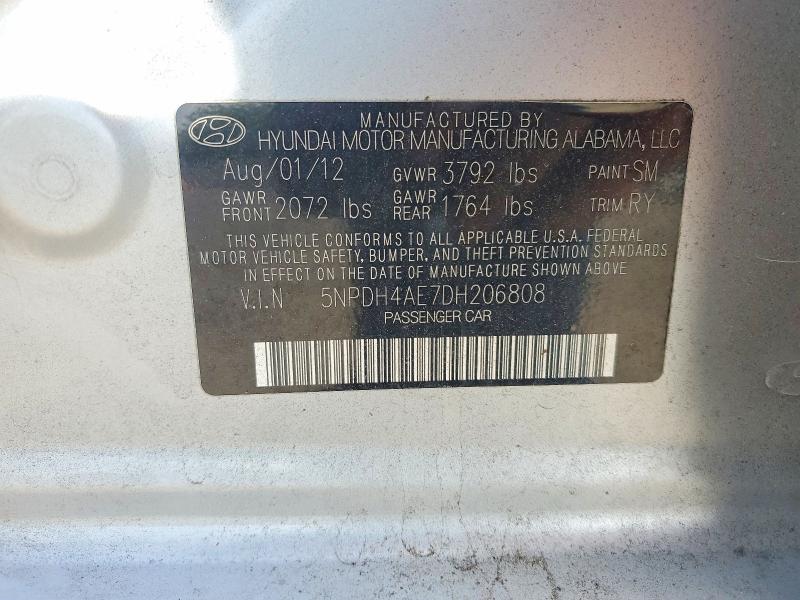 2013 Hyundai Elantra მანქანა იყიდება აუქციონზე, vin: 5NPDH4AE7DH206808, აუქციონის ნომერი: 58564136