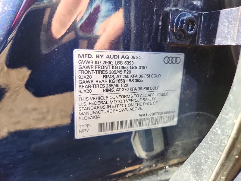 2025 Audi Q7 მანქანა იყიდება აუქციონზე, vin: WA1LCBF70SD006262, აუქციონის ნომერი: 58640266