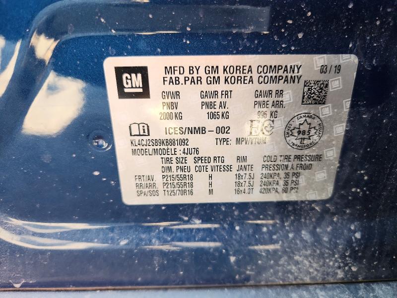 56074906 :رقم المزاد ، KL4CJ2SB9KB881092 vin ، 2019 Buick Encore مزاد بيع