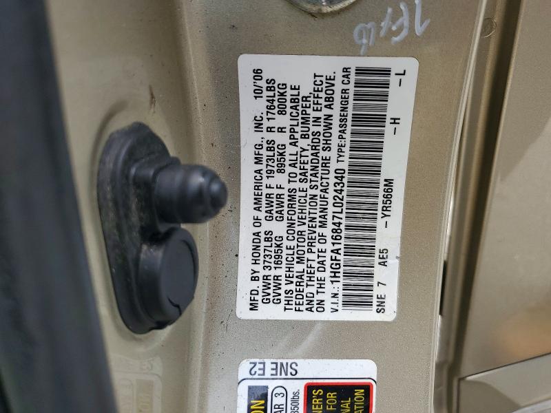 Продажа на аукционе авто 2007 Honda Civic, vin: 1HGFA16847L024340, номер лота: 58987356