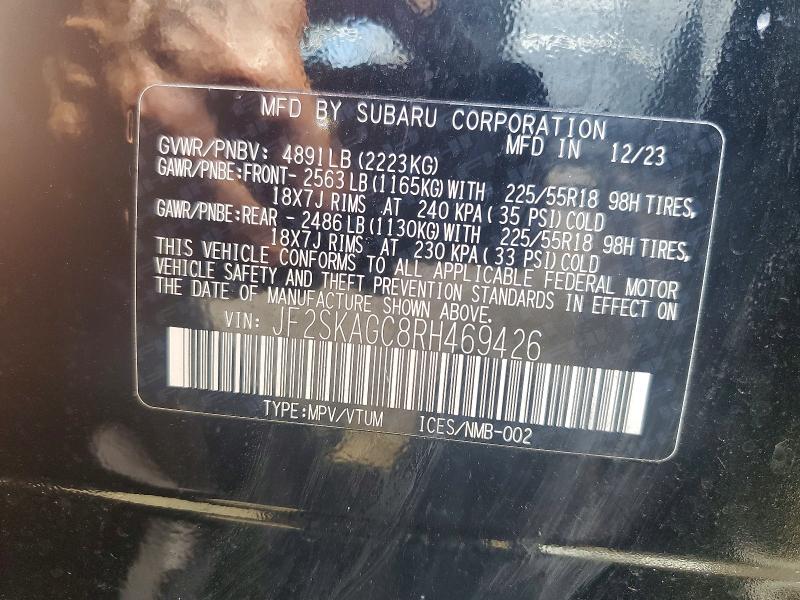 Продажа на аукционе авто 2024 Subaru Forester, vin: JF2SKAGC8RH469426, номер лота: 57370496