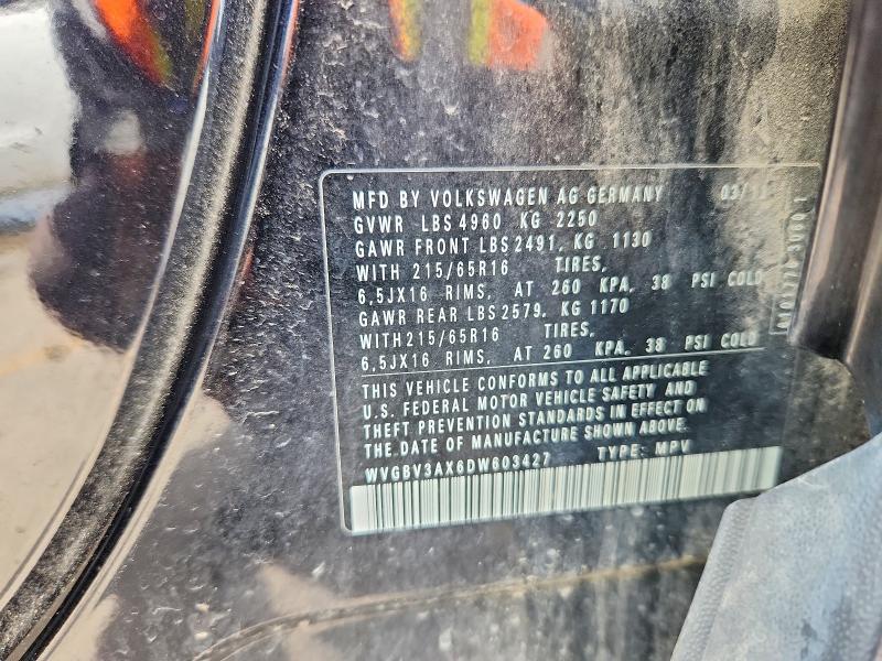 Продаж на аукціоні авто 2013 Volkswagen Tiguan, vin: WVGBV3AX6DW603427, номер лоту: 56345336