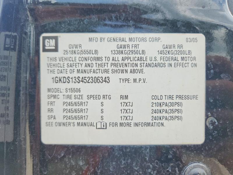 Продаж на аукціоні авто 2005 Gmc Envoy, vin: 1GKDS13S452306343, номер лоту: 57229306