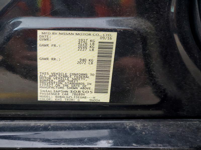 Продажа на аукционе авто 2017 Nissan Altima, vin: 1N4AL3AP5HN308505, номер лота: 56654936