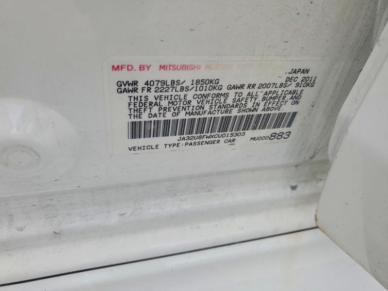 Aukcja sprzedaży 2012 Mitsubishi Lancer, vin: JA32U8FWXCU015303, numer aukcji: 57894446