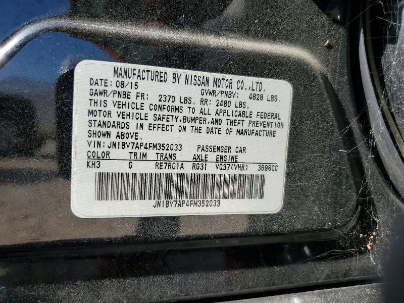 Aukcja sprzedaży 2015 Infiniti Q50, vin: JN1BV7AP4FM352033, numer aukcji: 76295815