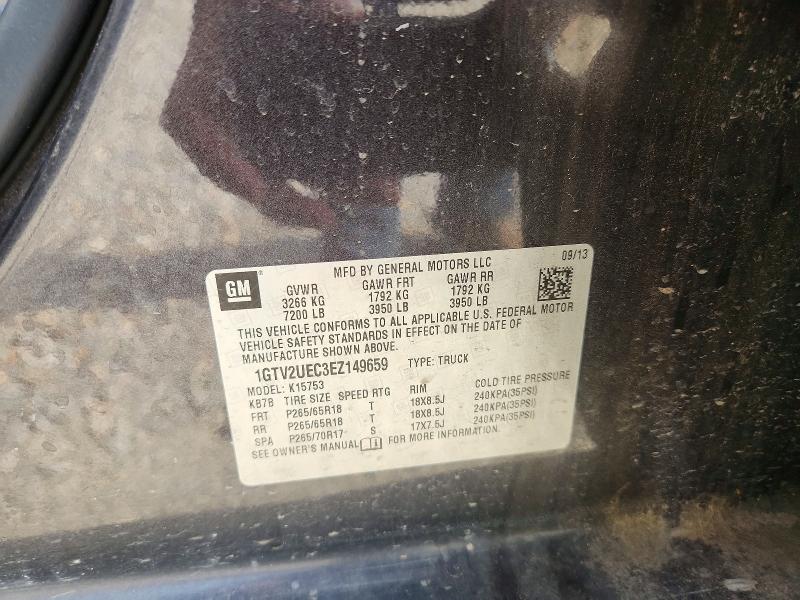 58747706 :رقم المزاد ، 1GTV2UEC3EZ149659 vin ، 2014 Gmc Sierra مزاد بيع
