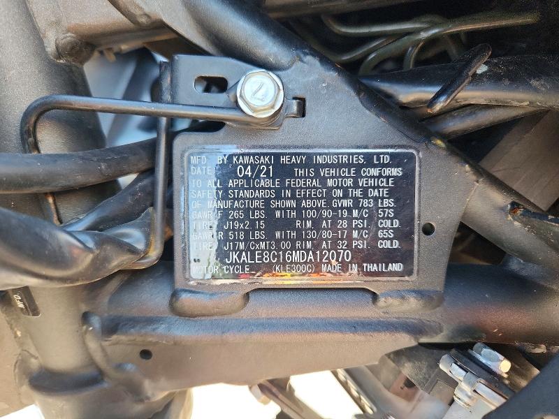 55706576 :رقم المزاد ، JKALE8C16MDA12070 vin ، 2021 Kawasaki Kle300 مزاد بيع