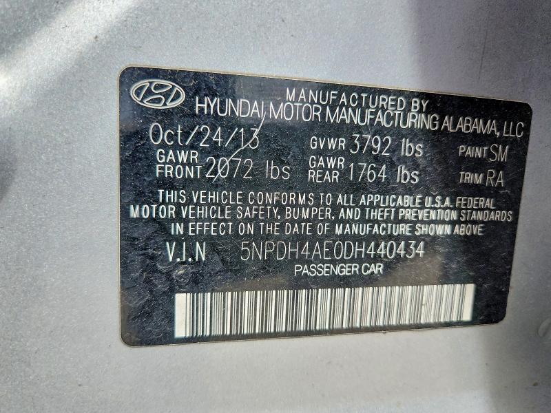 55816356 :رقم المزاد ، 5NPDH4AE0DH440434 vin ، 2013 Hyundai Elantra مزاد بيع