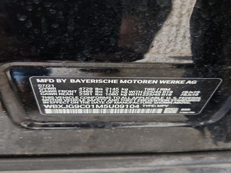 55059876 :رقم المزاد ، WBXJG9C01M5U09104 vin ، 2021 Bmw X1 مزاد بيع