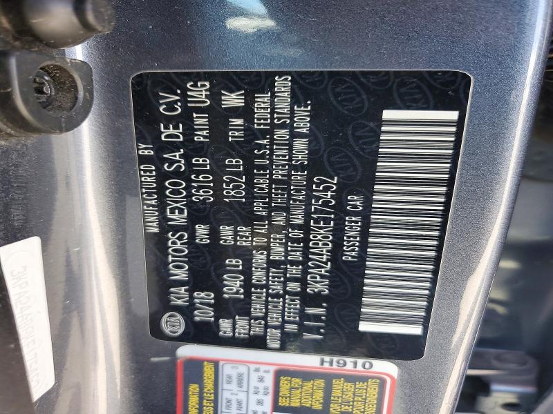 57140516 :رقم المزاد ، 3KPA24AB8KE175452 vin ، 2019 Kia Rio مزاد بيع