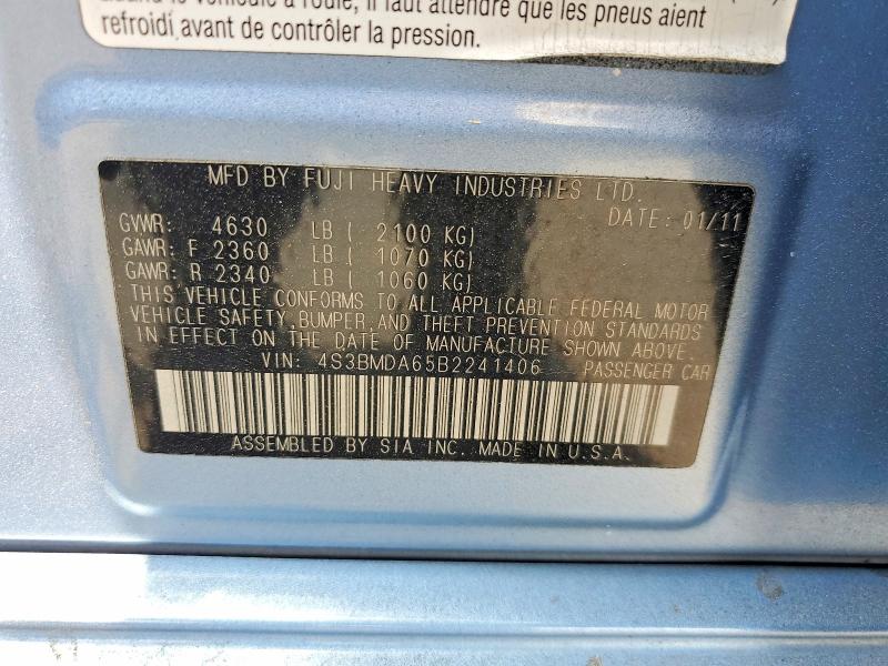 Aukcja sprzedaży 2011 Subaru Legacy, vin: 4S3BMDA65B2241406, numer aukcji: 59543696