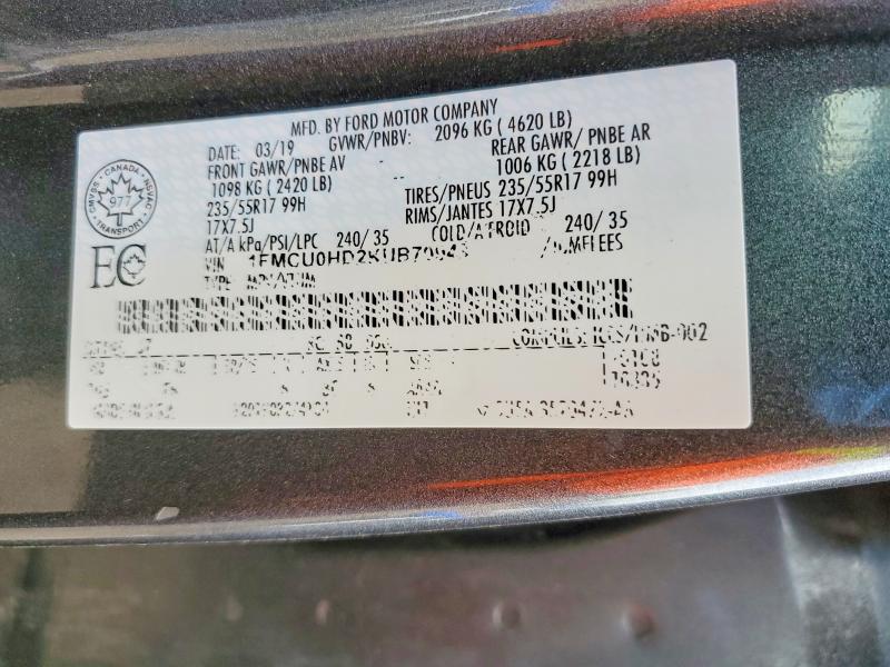 Продаж на аукціоні авто 2019 Ford Escape, vin: 1FMCU0HD2KUB70943, номер лоту: 56338466