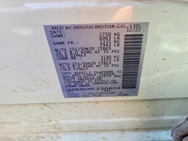 57728326 :رقم المزاد ، 5N1DR3DJ4PC230804 vin ، 2023 Nissan Pathfinder مزاد بيع