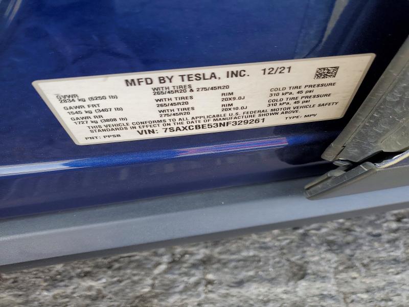 Продажа на аукционе авто 2022 Tesla Model X, vin: 7SAXCBE53NF329261, номер лота: 55973946
