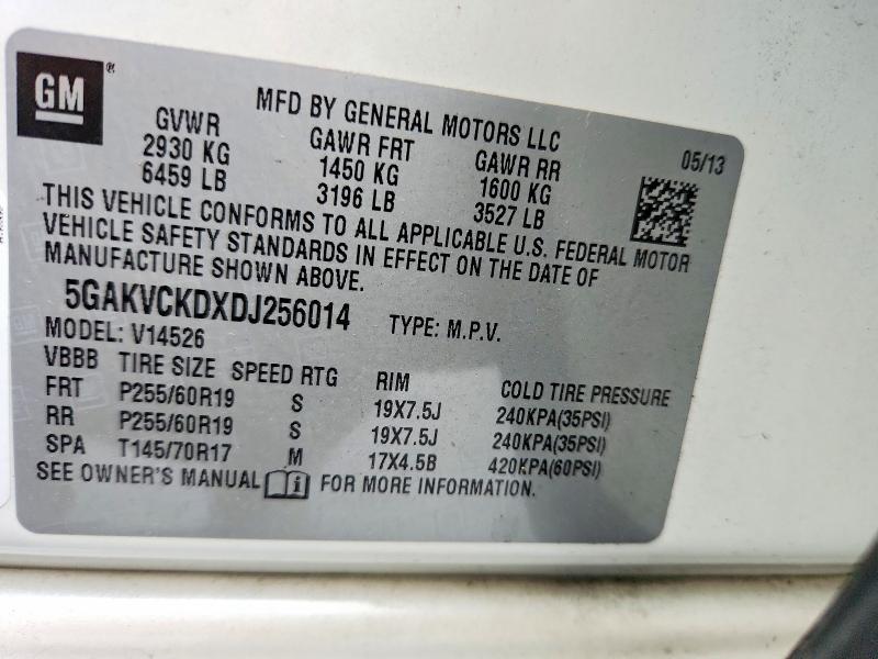 2013 Buick Enclave მანქანა იყიდება აუქციონზე, vin: 5GAKVCKDXDJ256014, აუქციონის ნომერი: 57013216