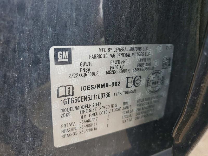 Auction sale of the 2018 Gmc Canyon, vin: 1GTG6CEN5J1100786, lot number: 58496376