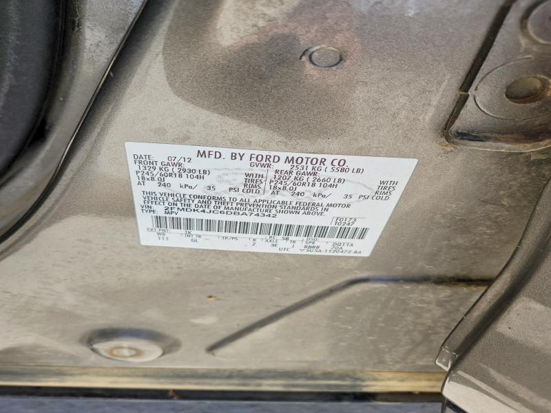 2013 Ford Edge მანქანა იყიდება აუქციონზე, vin: 2FMDK4JC6DBA74342, აუქციონის ნომერი: 55427986
