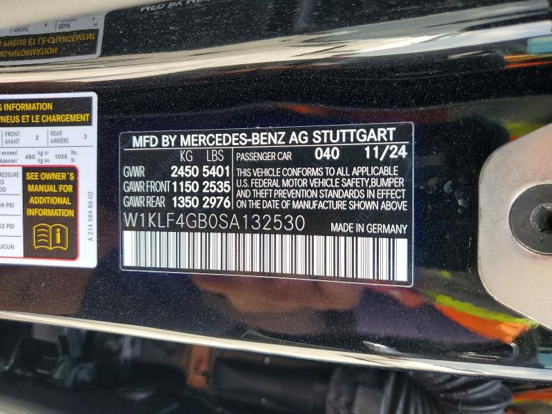 Aukcja sprzedaży 2025 Mercedes-benz E, vin: W1KLF4GB0SA132530, numer aukcji: 58706206
