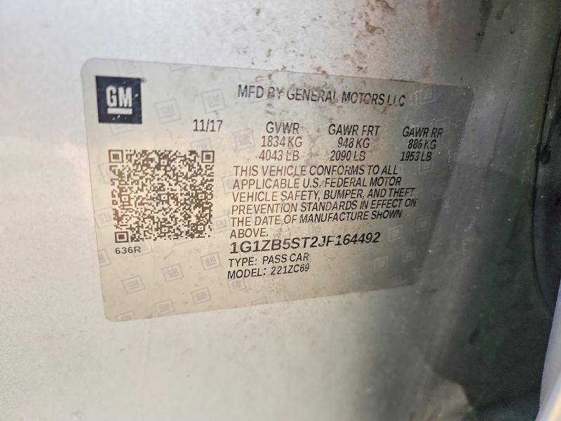 Продажа на аукционе авто 2018 Chevrolet Malibu, vin: 1G1ZB5ST2JF164492, номер лота: 57163486