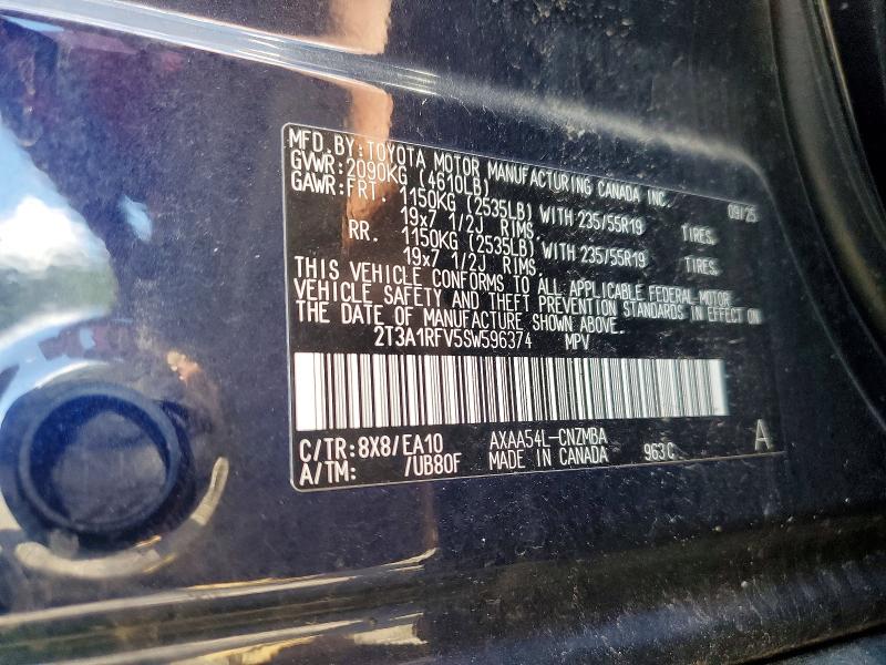 2025 Toyota Rav4 მანქანა იყიდება აუქციონზე, vin: 2T3A1RFV5SW596374, აუქციონის ნომერი: 58621176