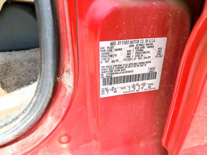 58573146 :رقم المزاد ، 1FTRW08L31KC05032 vin ، 2001 Ford F150 مزاد بيع
