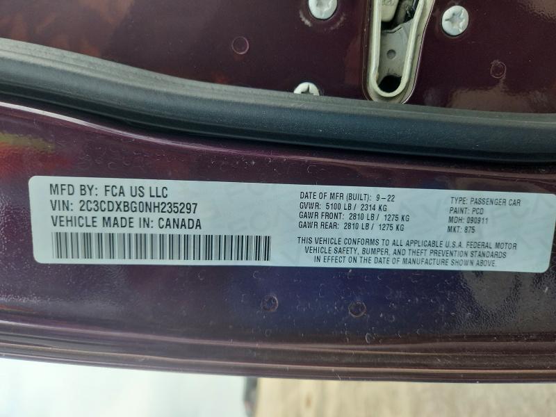 55884066 :رقم المزاد ، 2C3CDXBG0NH235297 vin ، 2022 Dodge Charger مزاد بيع
