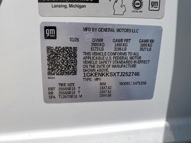 2026 Gmc Acadia მანქანა იყიდება აუქციონზე, vin: 1GKENKKSXTJ252746, აუქციონის ნომერი: 55732076