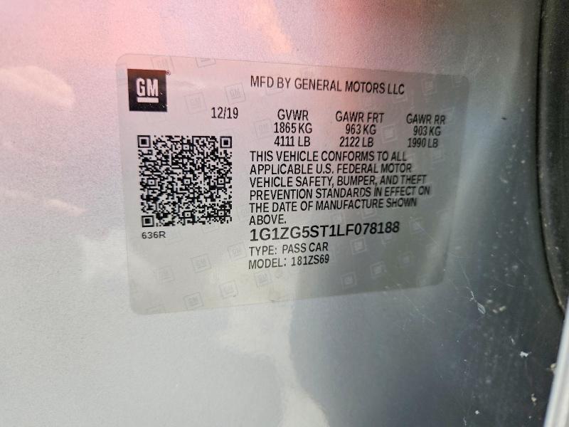 Продажа на аукционе авто 2020 Chevrolet Malibu, vin: 1G1ZG5ST1LF078188, номер лота: 54991416