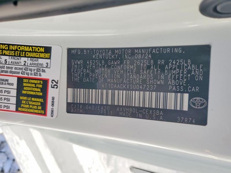 58248676 :رقم المزاد ، 4T1DAACKXSU047237 vin ، 2025 Toyota Camry مزاد بيع