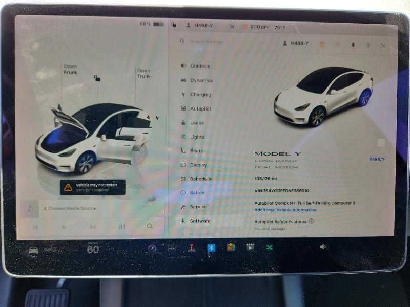 58660626 :رقم المزاد ، 7SAYGDEE0NF356910 vin ، 2022 Tesla Model Y مزاد بيع