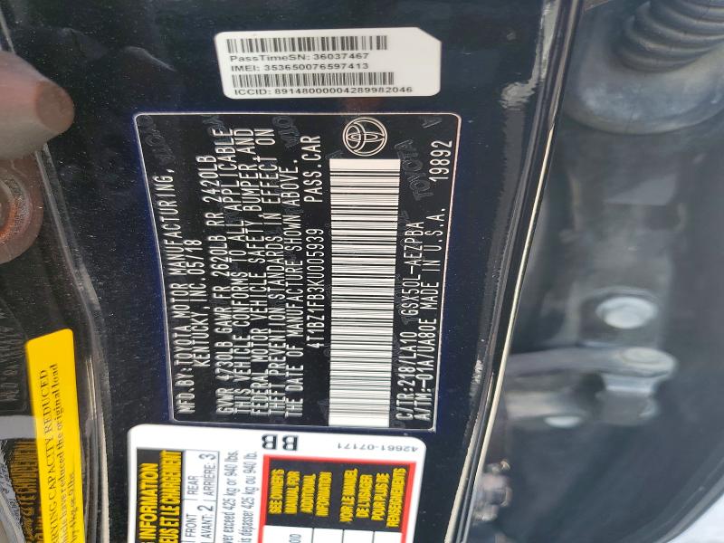 Продаж на аукціоні авто 2019 Toyota Avalon, vin: 4T1BZ1FB3KU005939, номер лоту: 57440916