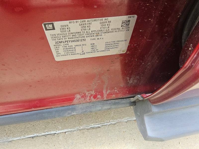 2010 Chevrolet Equinox მანქანა იყიდება აუქციონზე, vin: 2CNFLPEY9A6361272, აუქციონის ნომერი: 58625056