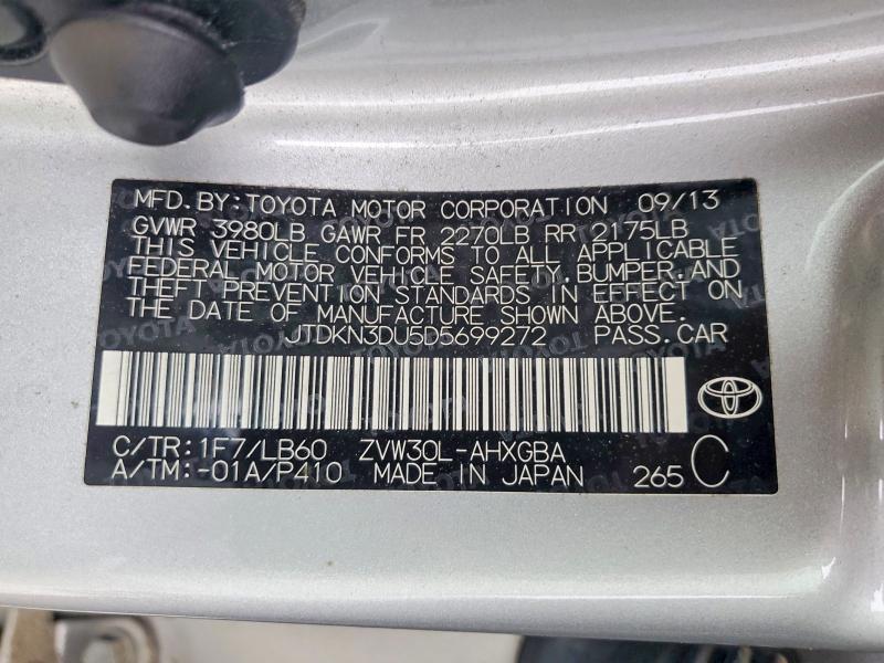 Aukcja sprzedaży 2013 Toyota Prius, vin: JTDKN3DU5D5699272, numer aukcji: 56348646