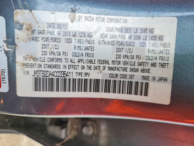 57069856 :رقم المزاد ، JM3TB2DA4C0335411 vin ، 2012 Mazda Cx-9 مزاد بيع