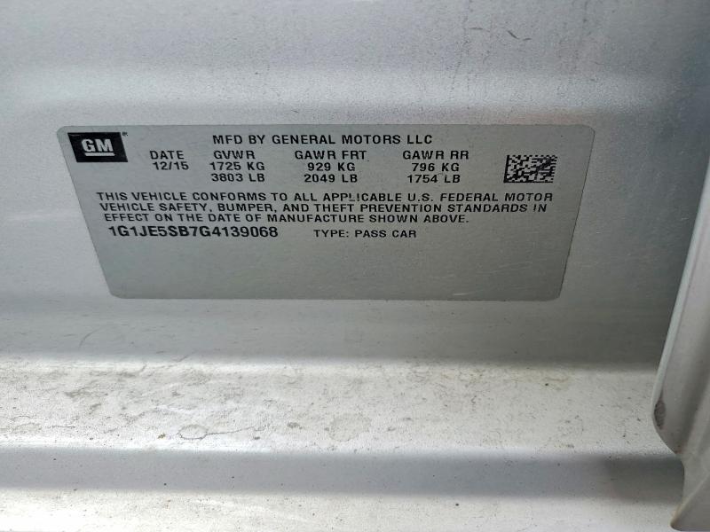 Aukcja sprzedaży 2016 Chevrolet Sonic, vin: 1G1JE5SB7G4139068, numer aukcji: 56223746