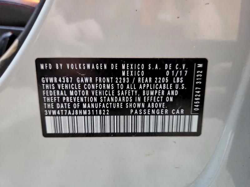 Aukcja sprzedaży 2017 Volkswagen Jetta, vin: 3VW4T7AJ8HM311822, numer aukcji: 57588756