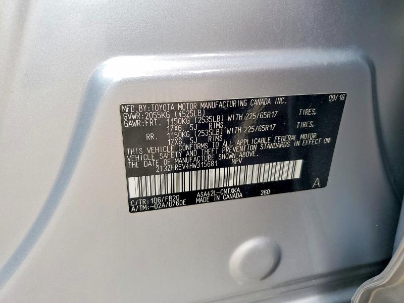 Aukcja sprzedaży 2017 Toyota Rav4, vin: 2T3ZFREV4HW315681, numer aukcji: 55892996