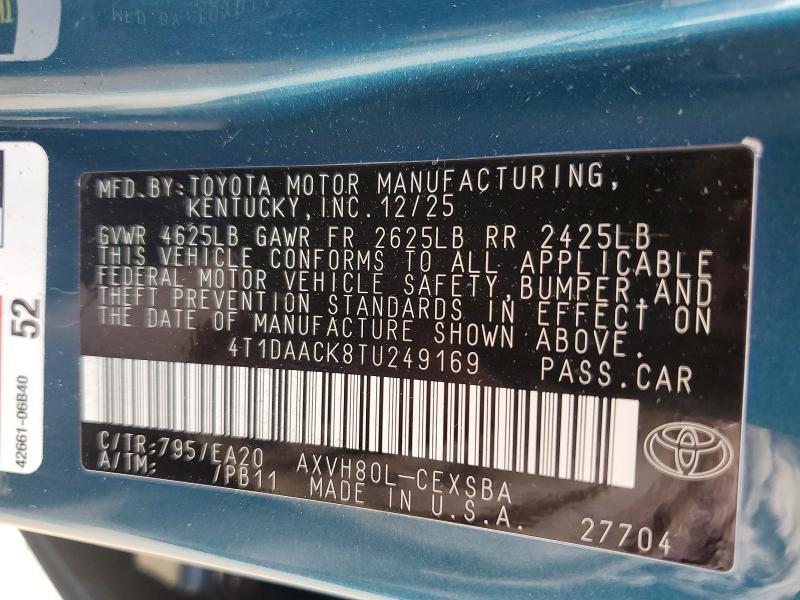 Auction sale of the 2026 Toyota Camry, vin: 4T1DAACK8TU249169, lot number: 56541436