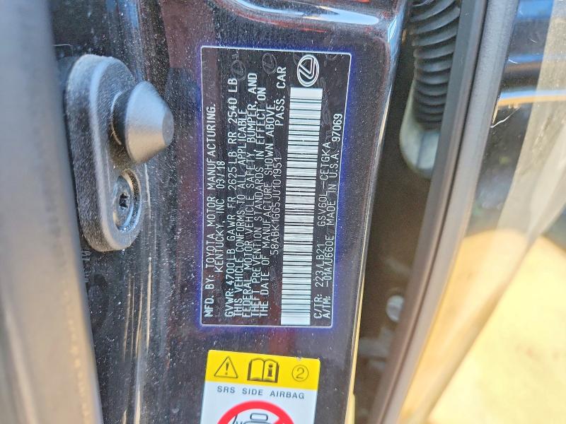 Aukcja sprzedaży 2018 Lexus Es, vin: 58ABK1GG5JU101951, numer aukcji: 57812376