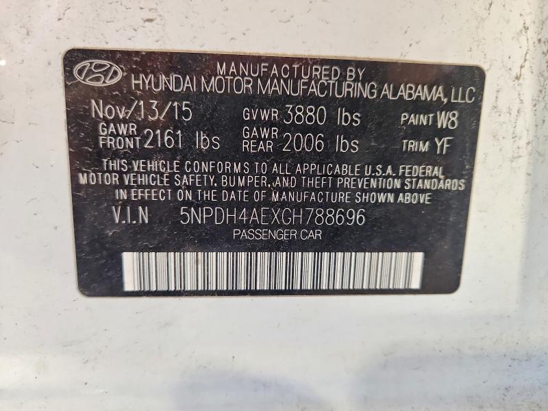 Продаж на аукціоні авто 2016 Hyundai Elantra, vin: 5NPDH4AEXGH788696, номер лоту: 56111506