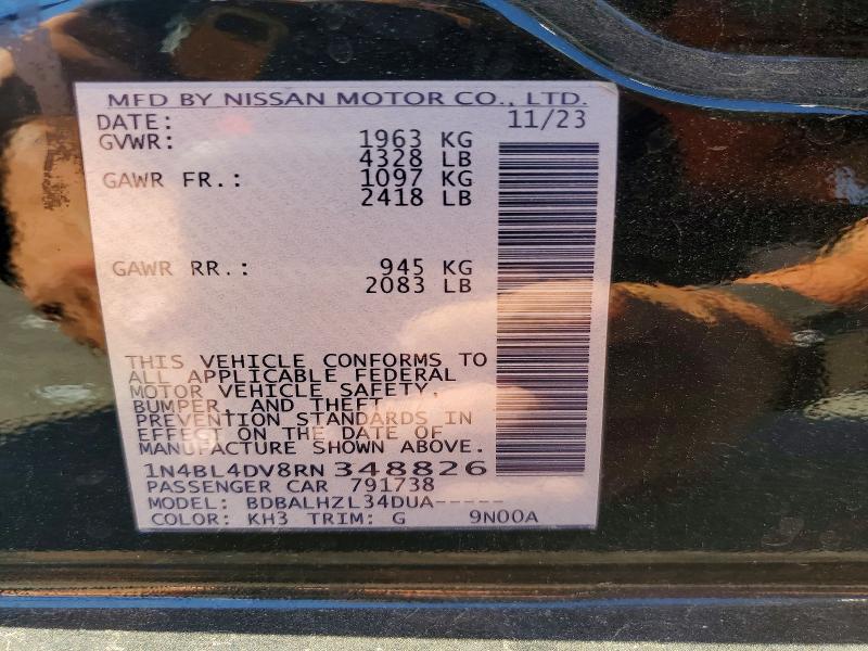 Продаж на аукціоні авто 2024 Nissan Altima, vin: 1N4BL4DV8RN348826, номер лоту: 56355676