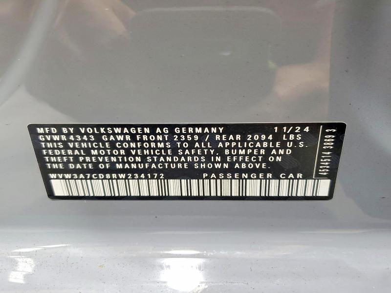 Продажа на аукционе авто 2024 Volkswagen Gti, vin: WVW3A7CD8RW234172, номер лота: 58732166