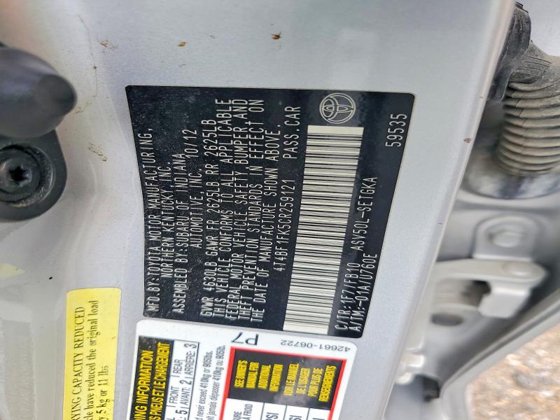 Продаж на аукціоні авто 2012 Toyota Camry, vin: 4T4BF1FK5CR259121, номер лоту: 56953996