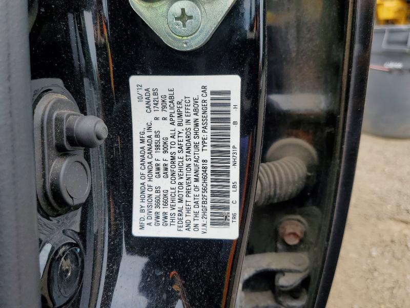 Продажа на аукционе авто 2012 Honda Civic, vin: 2HGFB2F56CH604818, номер лота: 59061656